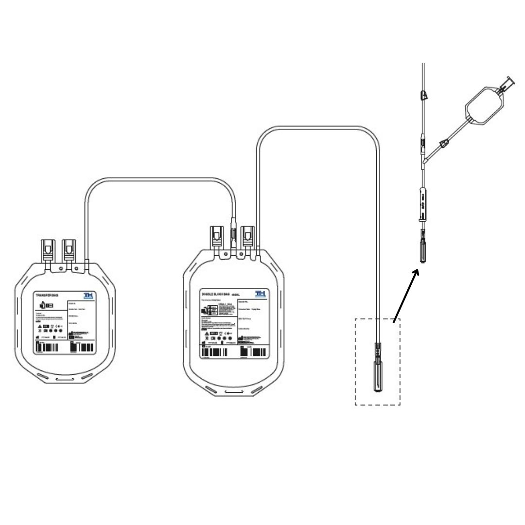 Контейнер для крові з розчином ЦФДА-1 подвійний в модифікації 350/350 з портом для пробірок Виробник: Jiaxing Tianhe Pharmaceutical Со., Ltd. (Китай)